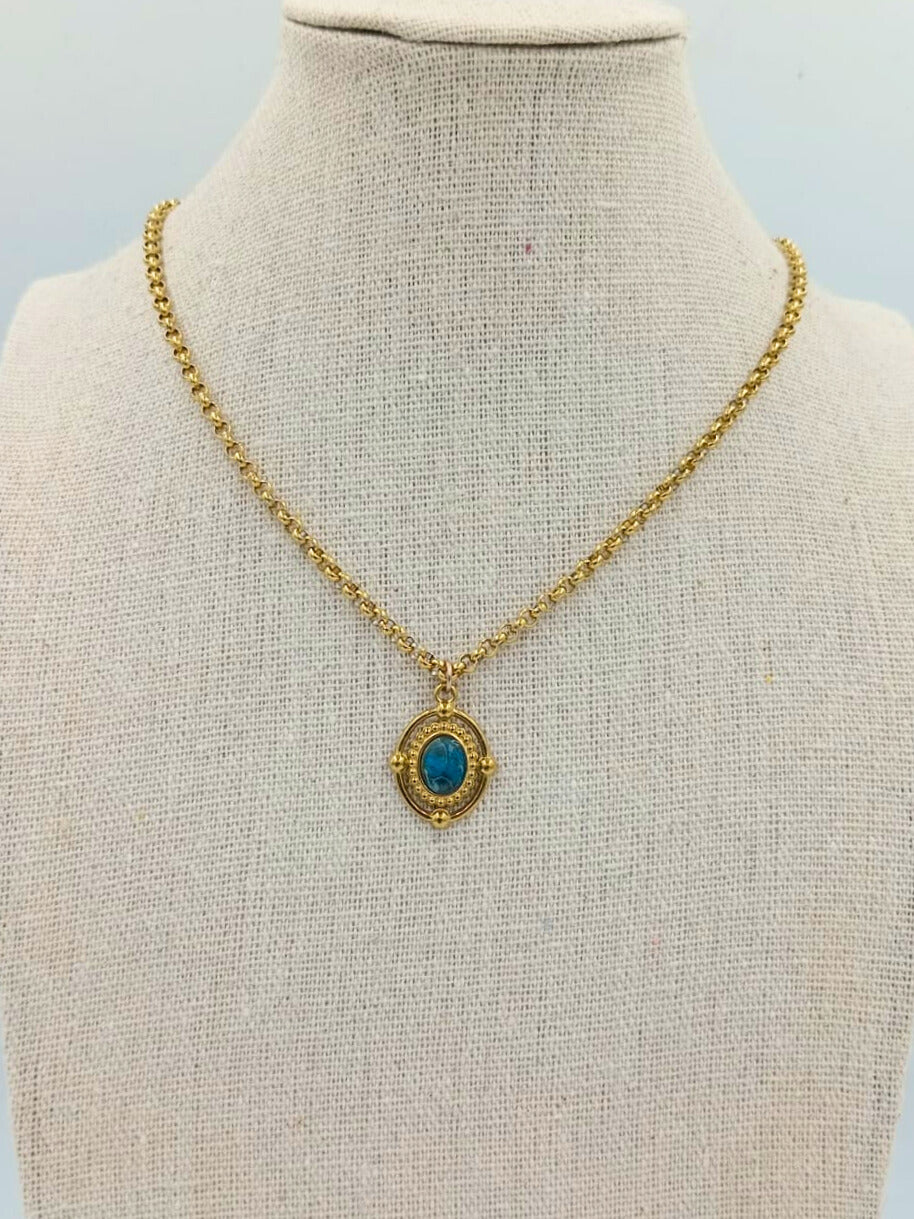 Blue Marble Shield Necklace