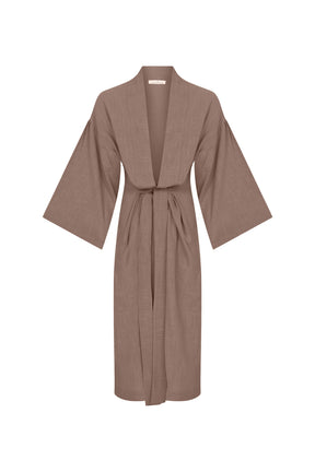 long kimono, with long sleeve , brown