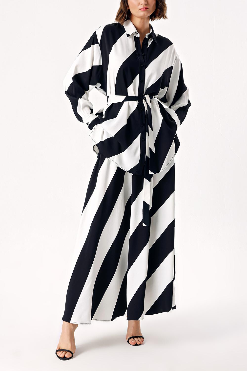 Striped Double Suit With Skirt