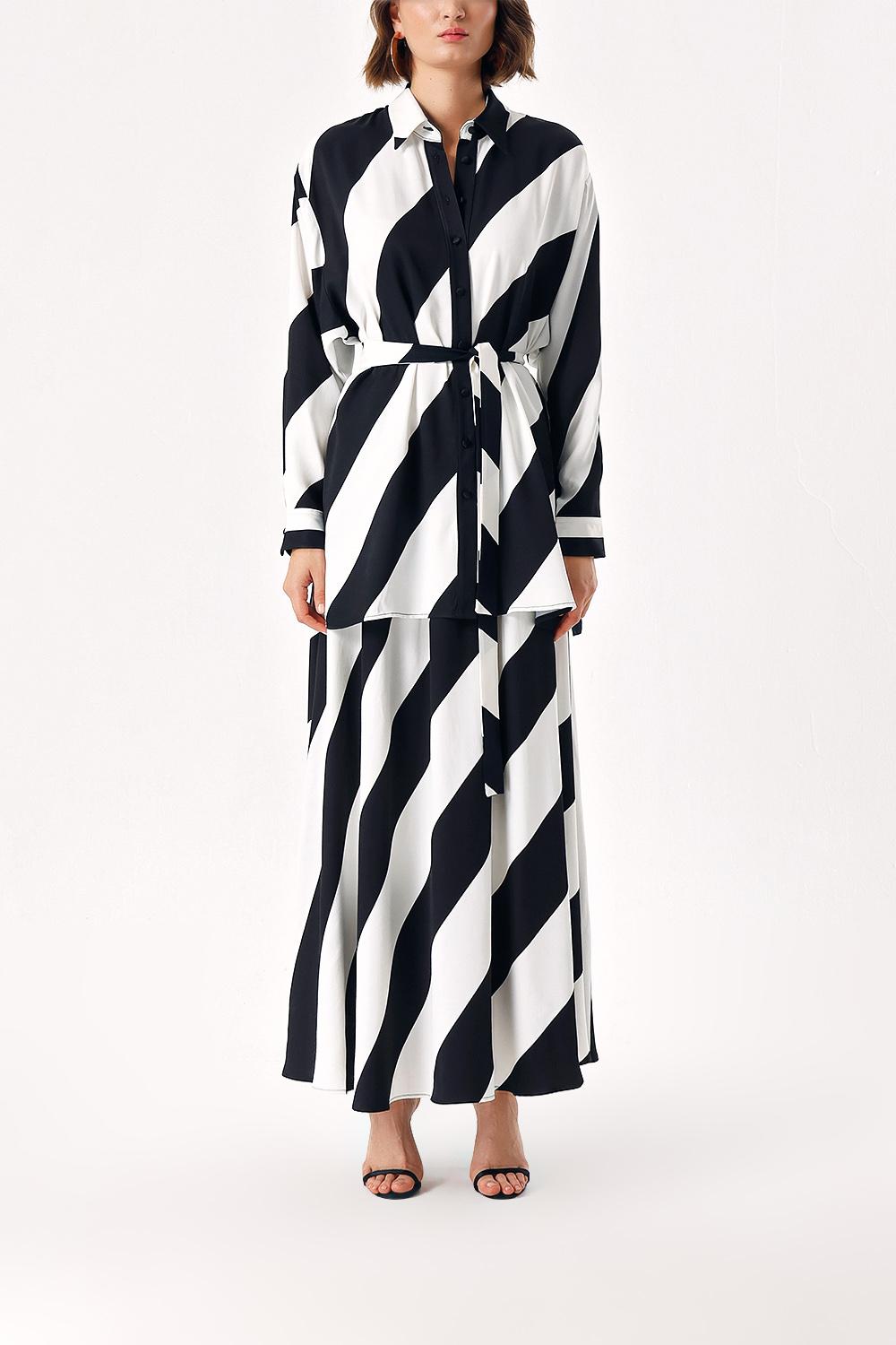Striped Double Suit With Skirt