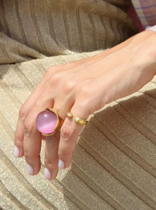 Statement Ring W/Pink Stone