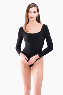 black long-sleeve leotard 