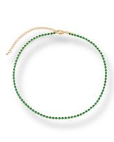 Tennis Necklace W/Green Stones