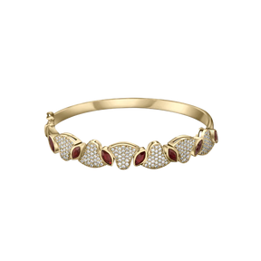 Diamonds and Rubies Lotus Bangle