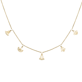 Five Flower Necklace with diamonds