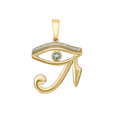 Horus Eye Charm Pendant with Aquamarine and Diamonds