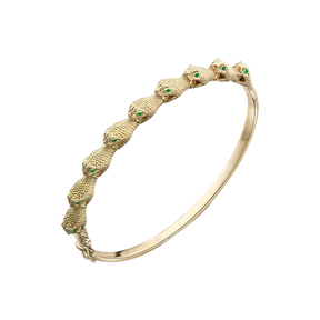 The Serpent Heads Bangle with Emeralds