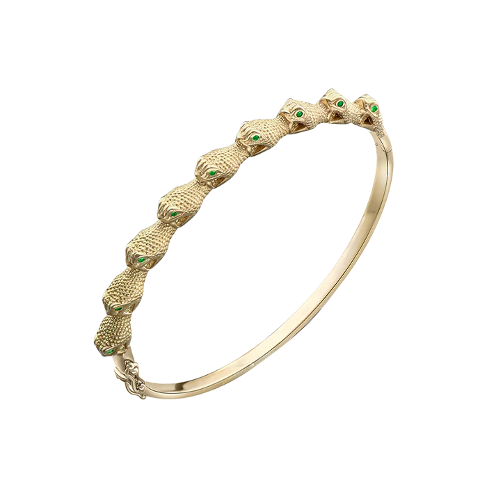 The Serpent Heads Bangle with Emeralds