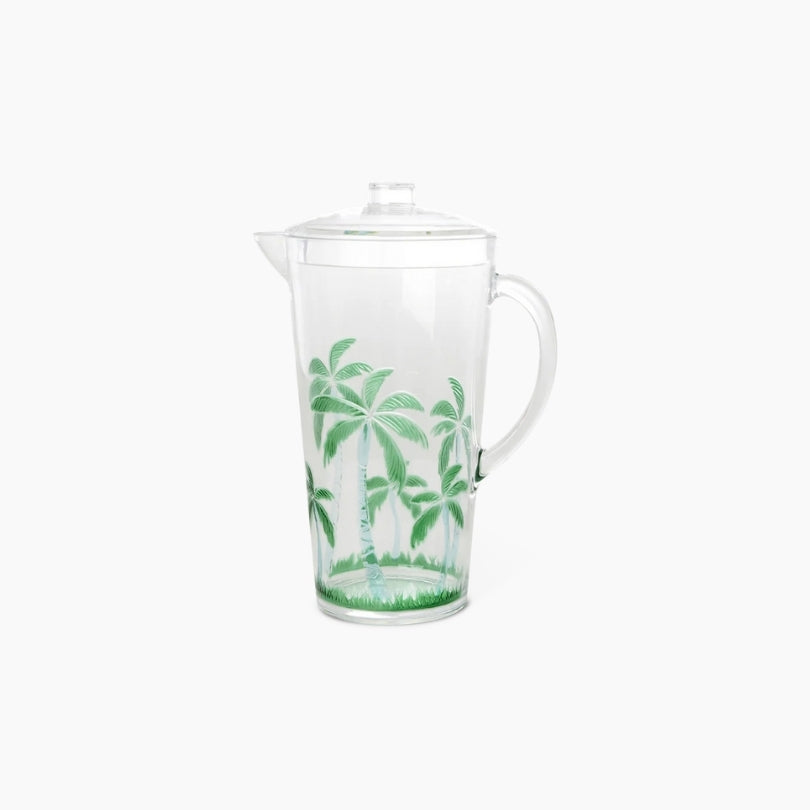 Acrylic Jug in Clear with Palm Tree Design - Large - 2,1 L
