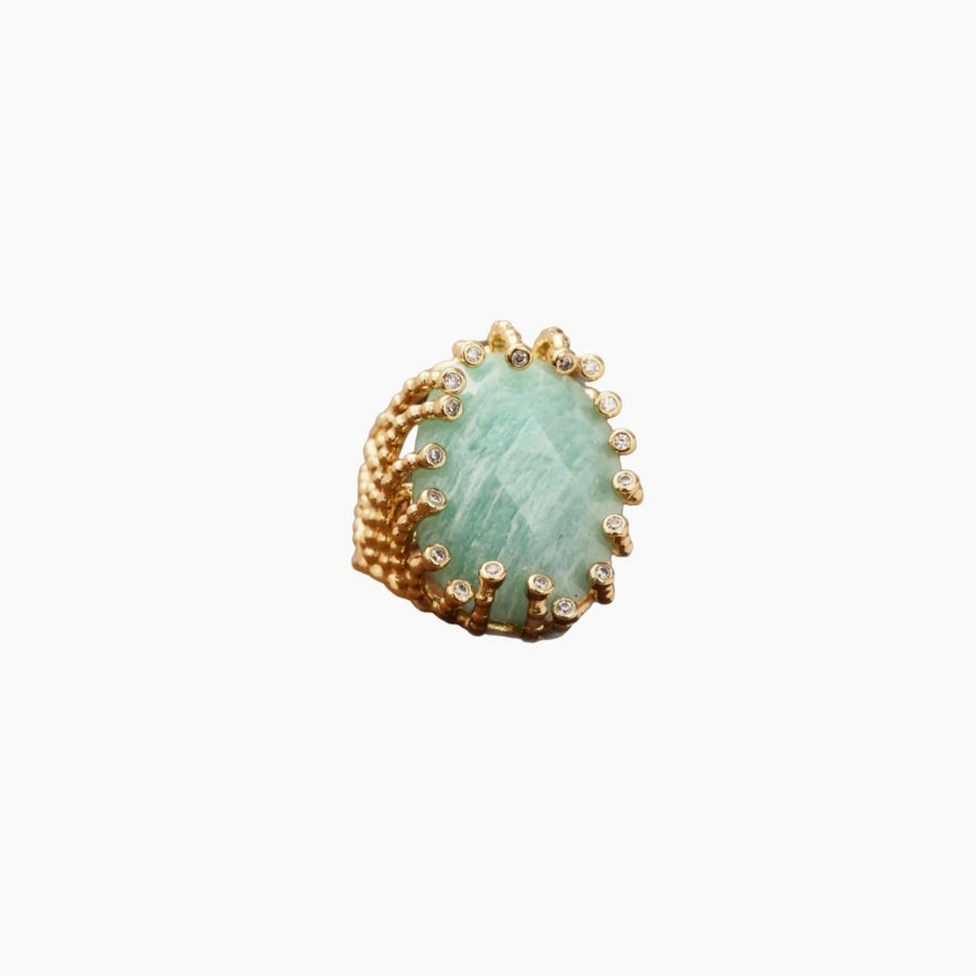 Statement adjustable ring W/Stone Aquamarine