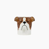 Dog-shaped mug with brown and white color 