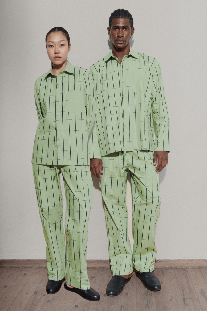 House Babylon stripe Trousers - Laurel Green