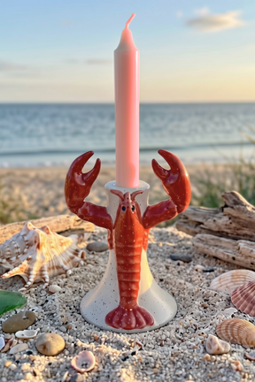 KAL-8189 Candle Stick Lobster Stoneware Red 12.2x10.7x17.8c