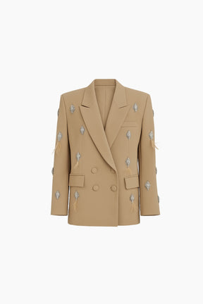 Beige blazer with floral embellishments 