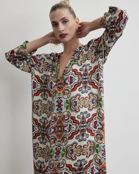 V Neck Sleeve Long Dress I Earth BF
