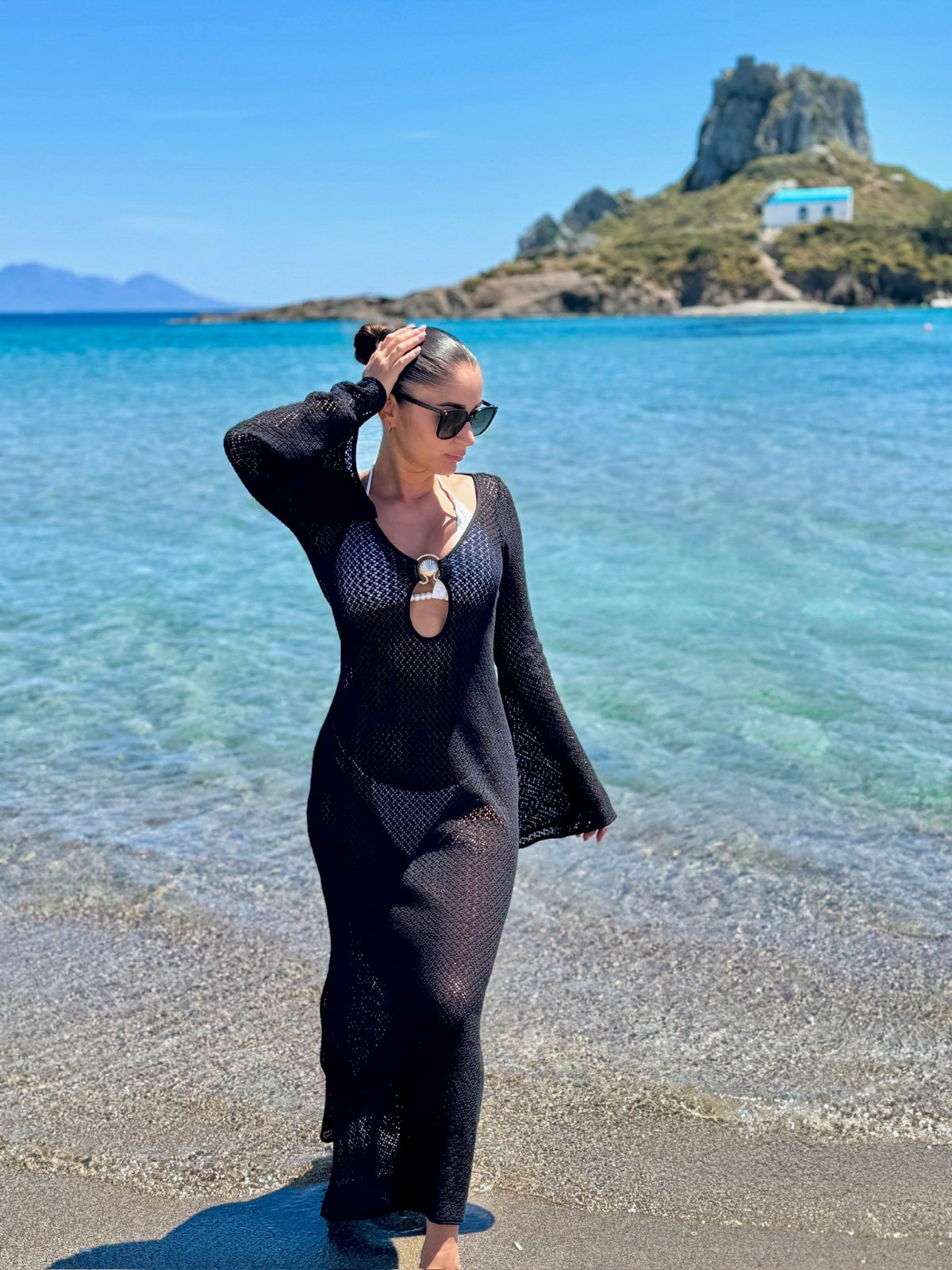 Yasmin Long Sleeve Crochet Maxi Dress