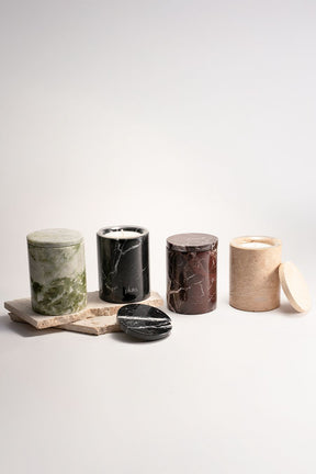 Marble candle jar- Travertine
