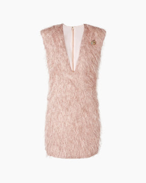 Pink textured sleeveless dress 