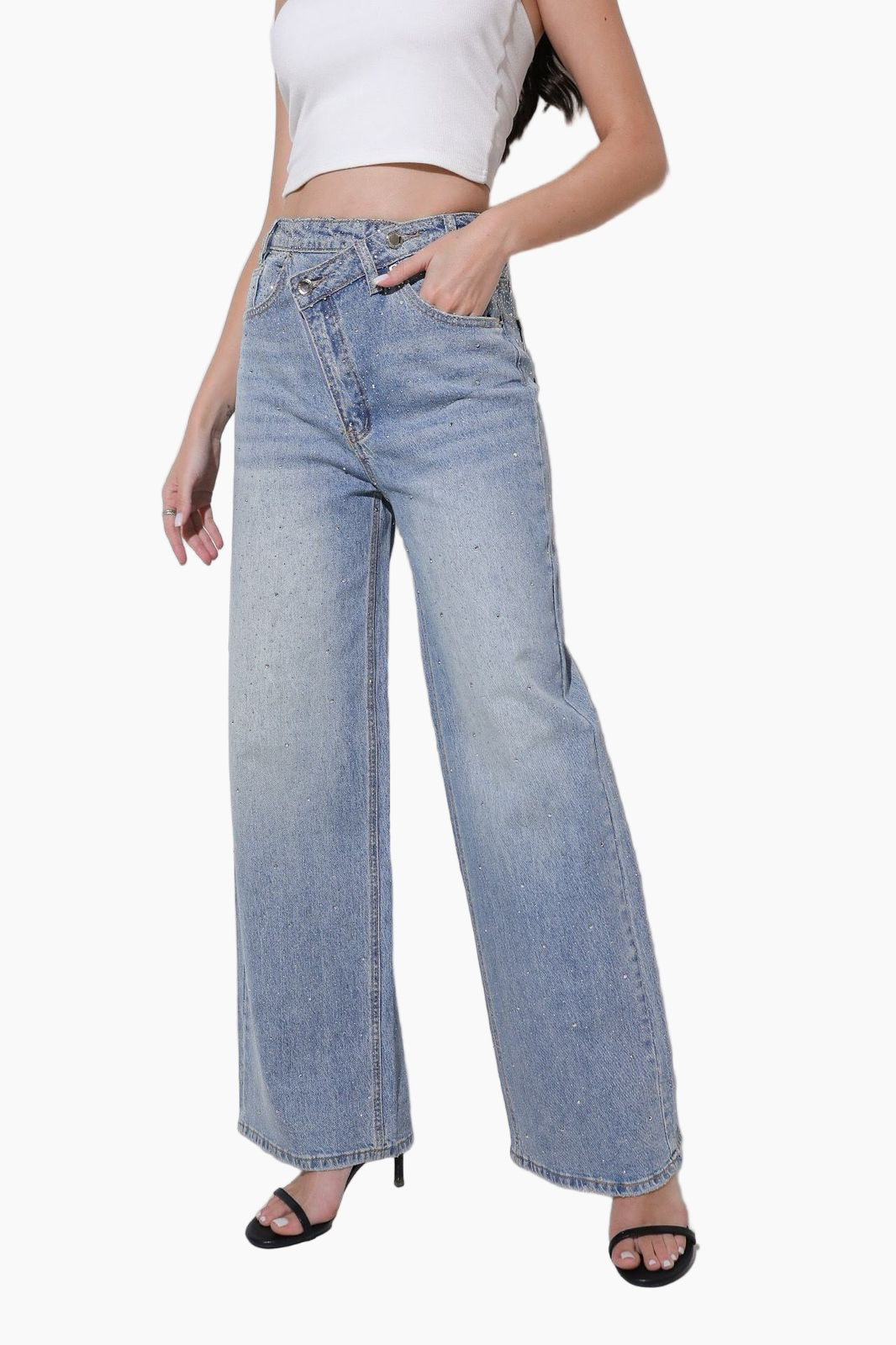 Light blue jeans worn by a person