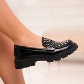 Black studded loafer shoe 