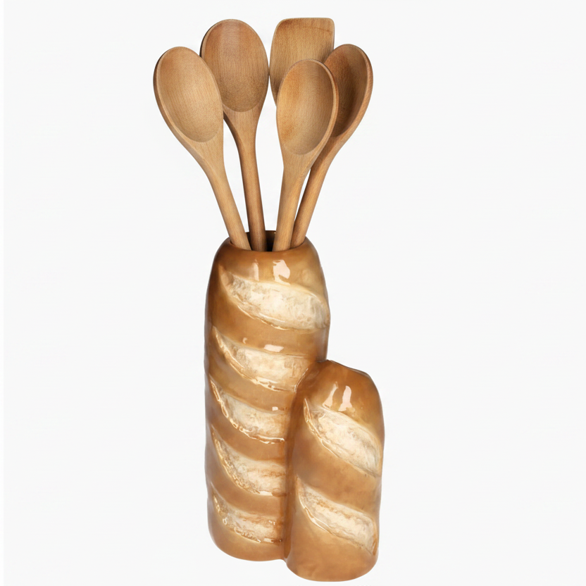 KAL-7970 Vase Baguette Stoneware Brown 14.8x11x25.5cm