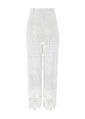 Joanna Wide Leg Lace Trouser with Scallop Hem