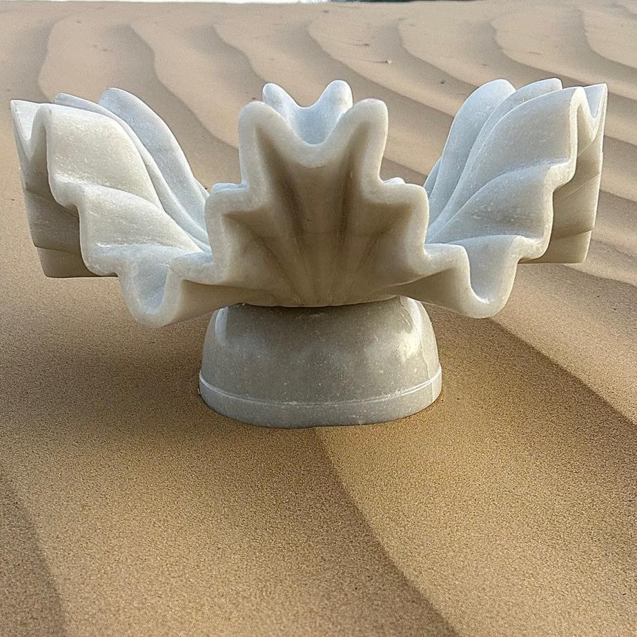 TohfaLuxe Eira Carved Marble Decorative Centerpiece with Base