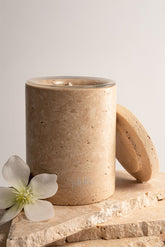Marble candle jar- Travertine