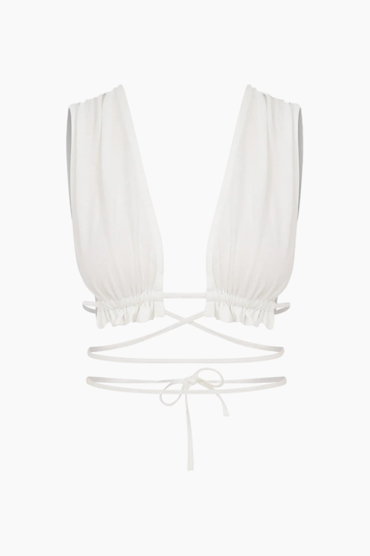 White bikini top with thin straps 