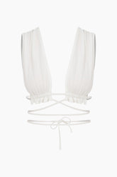 White bikini top with thin straps 