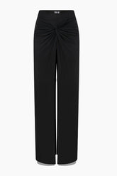 Black wide-leg pants with a front knot