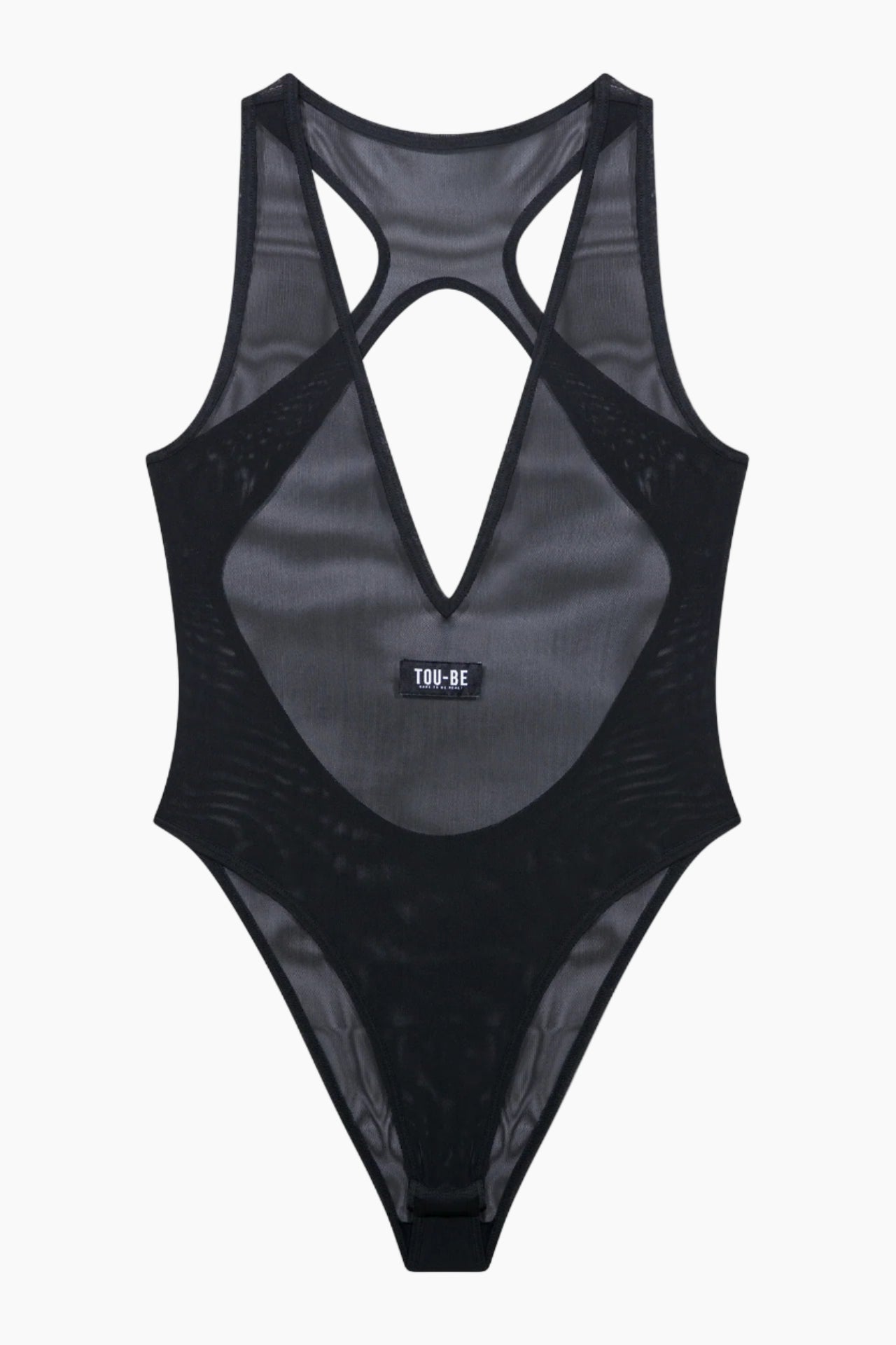 Black swimsuit with open back design 