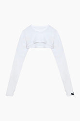 White long-sleeve crop top 