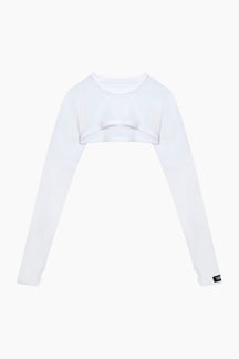 White long-sleeve crop top 