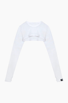 White long-sleeve crop top 
