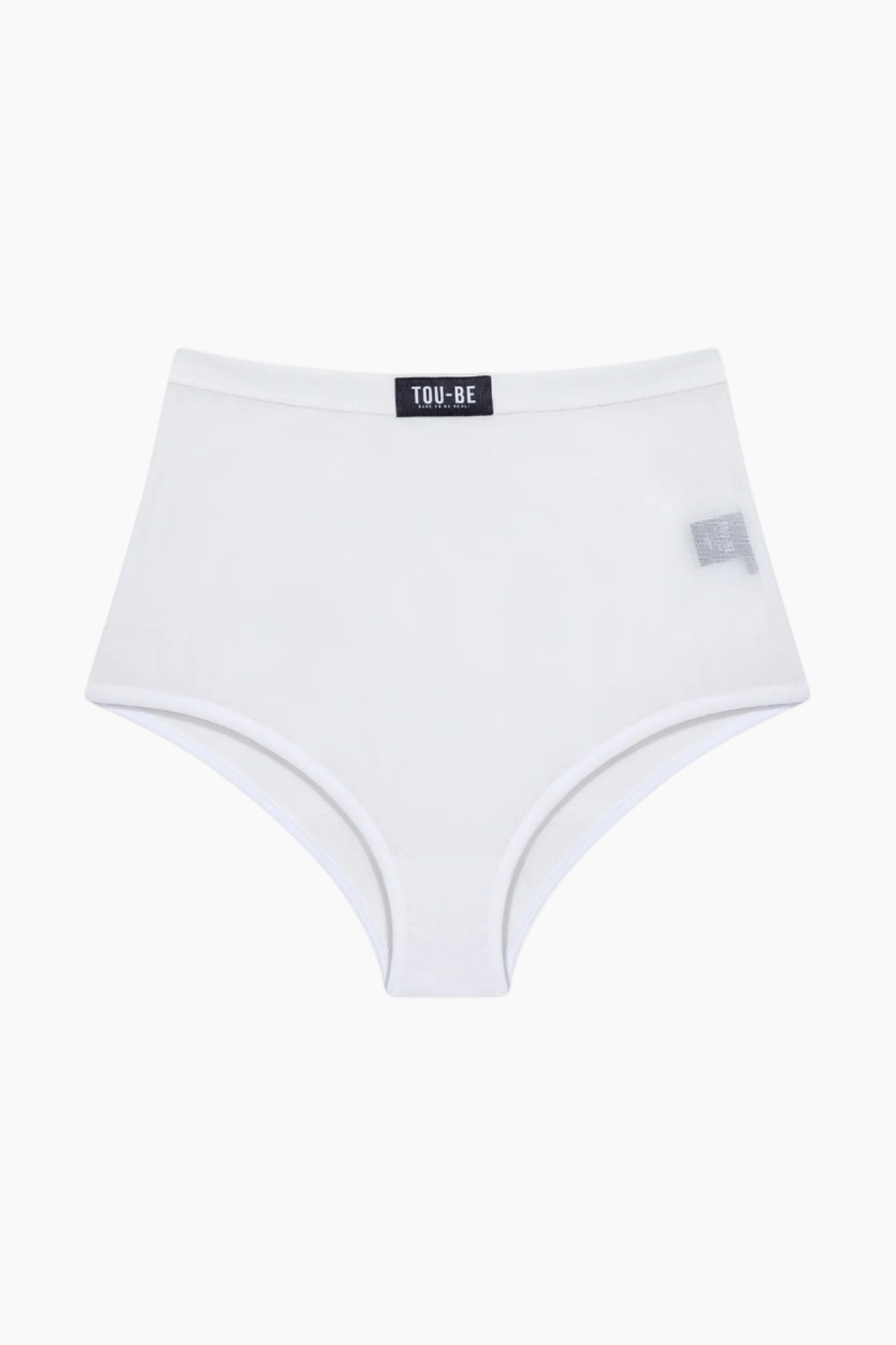 White high-waisted underwear with brand labels