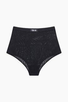 Black high-waisted underwear with a subtle pattern