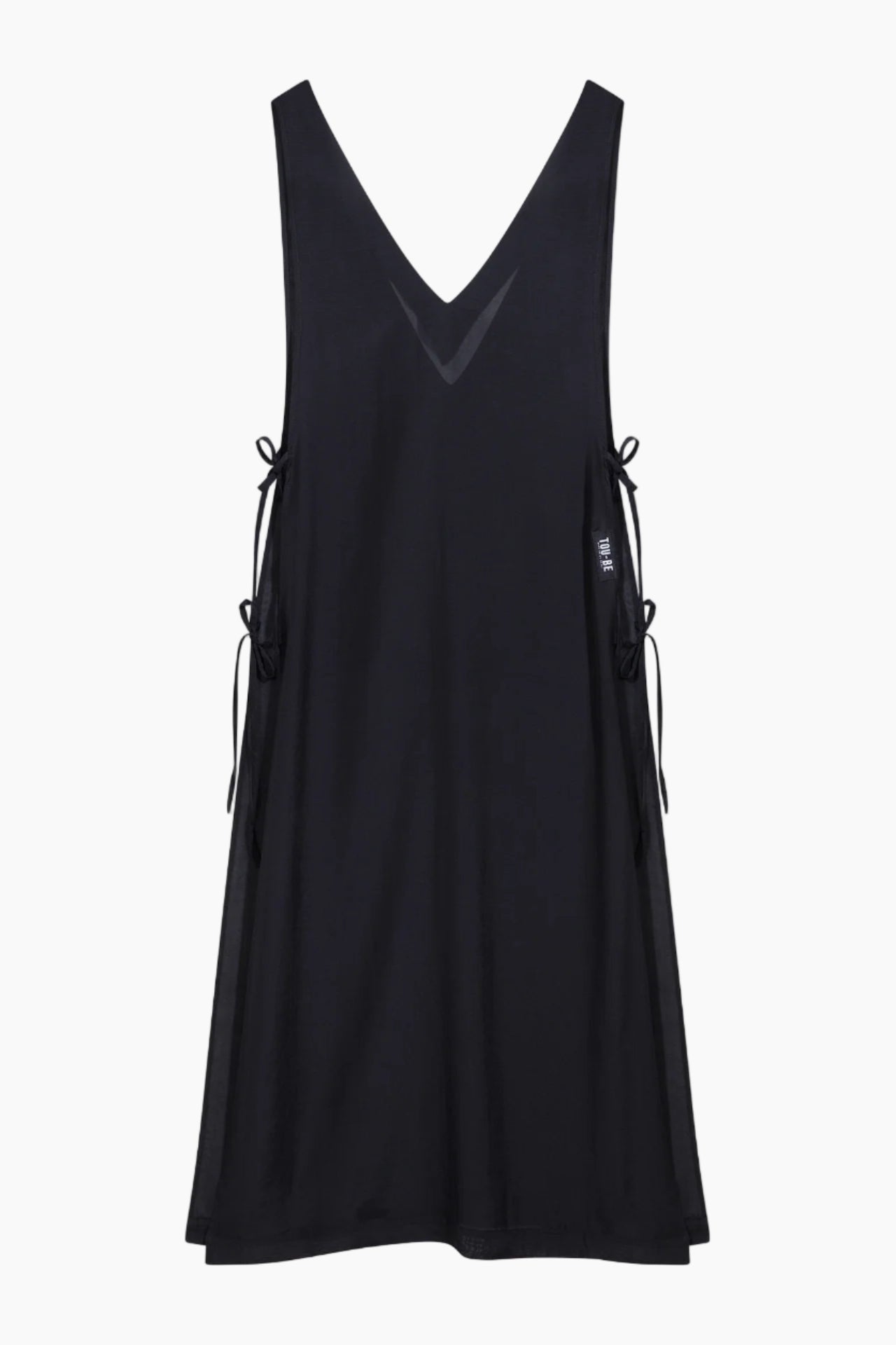Black sleeveless dress with lace-up sides 