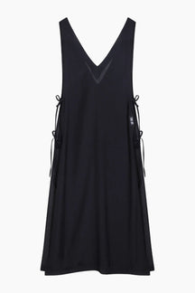 Black sleeveless dress with lace-up sides 
