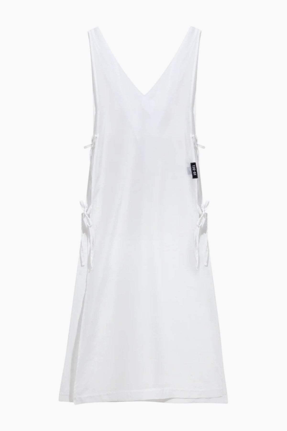 White sleeveless top with a V-neckline 