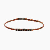 Handmade Sterling Silver 925 Bracelet made of wax cord braid and 7 silver square elements.