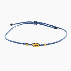 blue eye bracelet, Handmade 925 sterling silver bracelet, Gold plated in 24k with handmade wax cord braid and zircon.
Adjustable closure and size.
