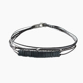Handmade Sterling Silver 925 Bracelet with wax cord and hematite, consist of handmade braid with silver elements and a string of matt gray hematite.
