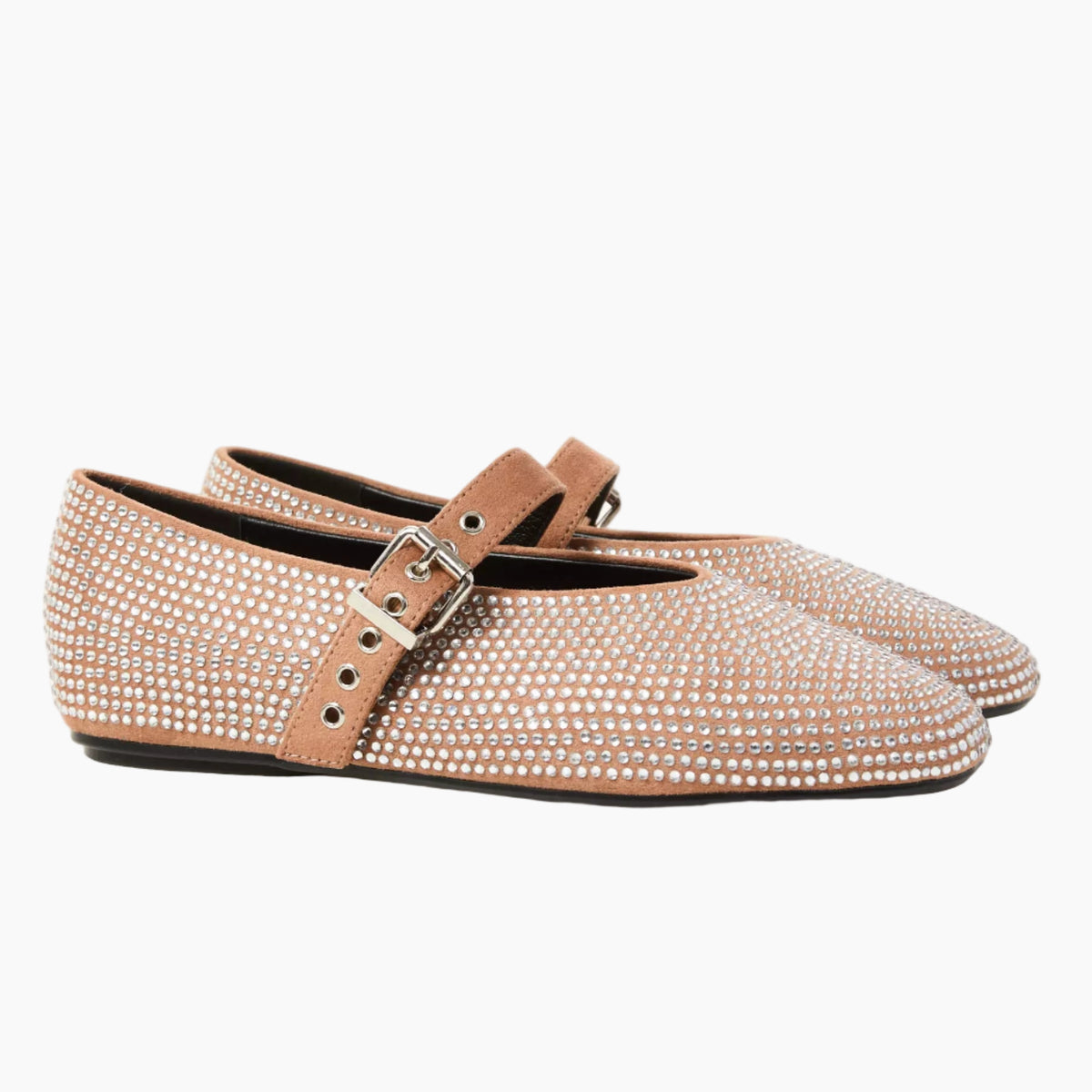 Pair of embellished flats with a strap 