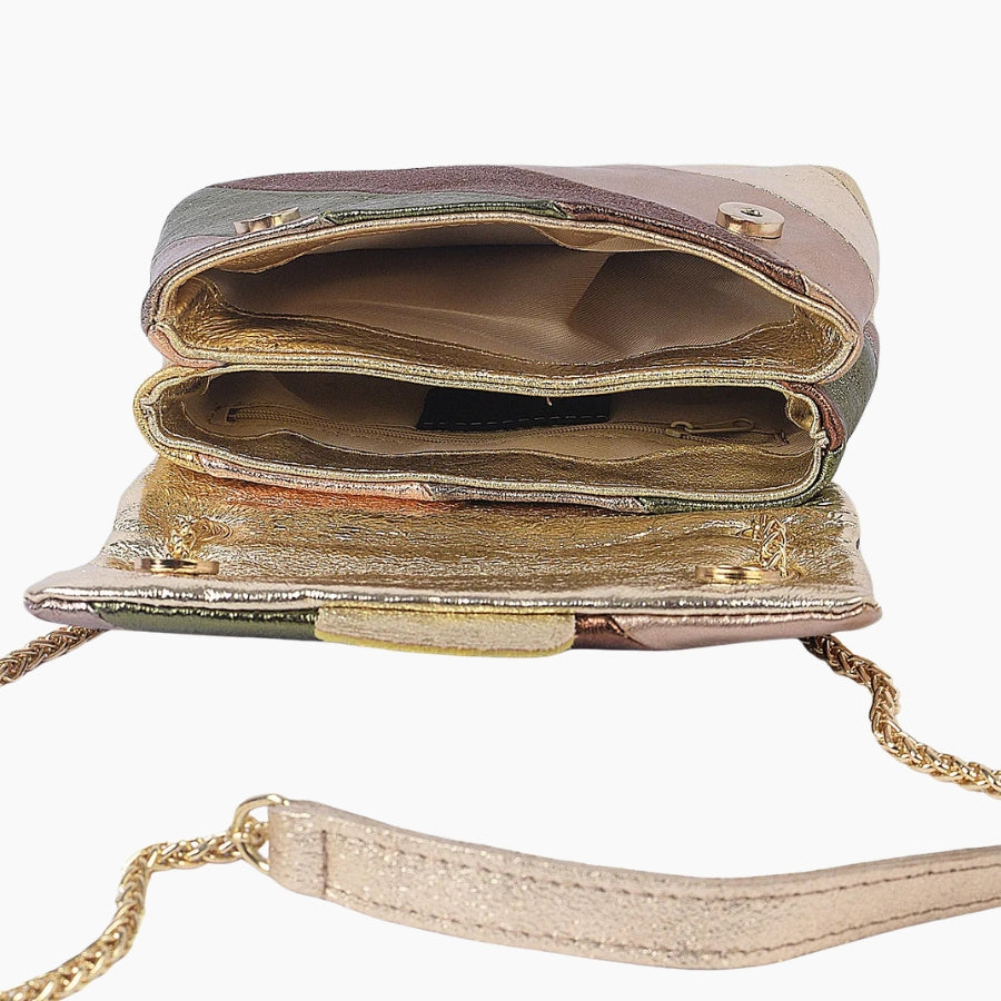 Gold and rose gold handbag with chain strap 