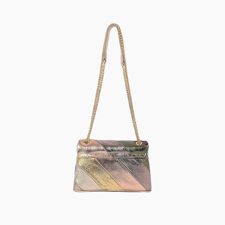 Multicolored handbag with a chain strap 