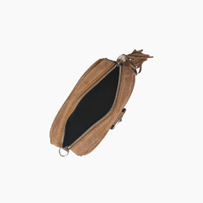 Brown leather pouch with zipper