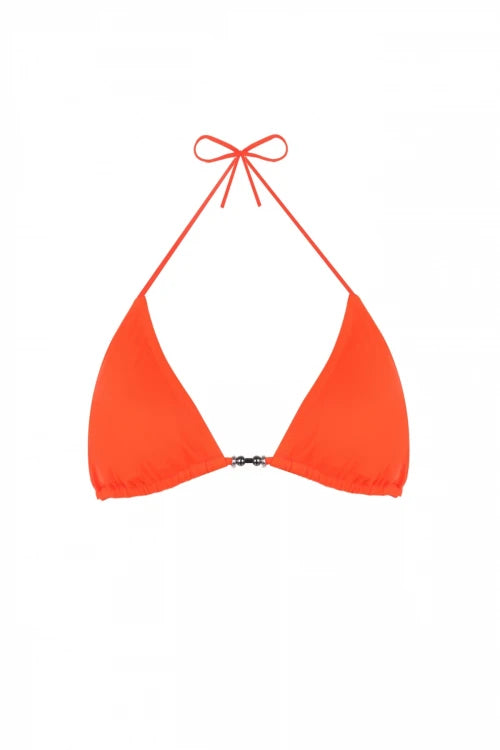 Metal Detailed Push-Up Triangle Bikini - Orange