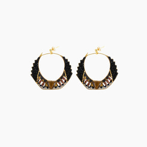 Pair of black and gold hoop earrings 