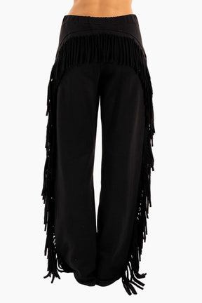 Black fringed pants 